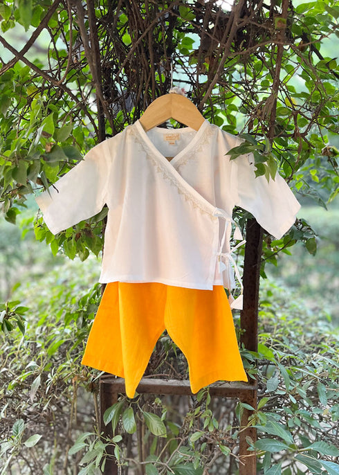 Baby Festive Set - Gold Emb - Yellow Pants